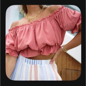 Vici x Caitlyn Mauve Blair off the shoulder top